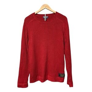 Polo Jeans Co Ralph Lauren Y2K Ribbed Red Cotton Sweater Men's Large